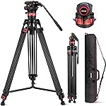 NEEWER 189 cm Video Tripod with Damping Fluid Head, Dual QR Plate, Photo Tripod Camera Tripod Compatible with DJI RS Gimbals Manfrotto, TP75