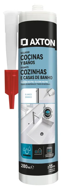 Silicona neutra para cocinas y baños AXTON 280 ml blanco