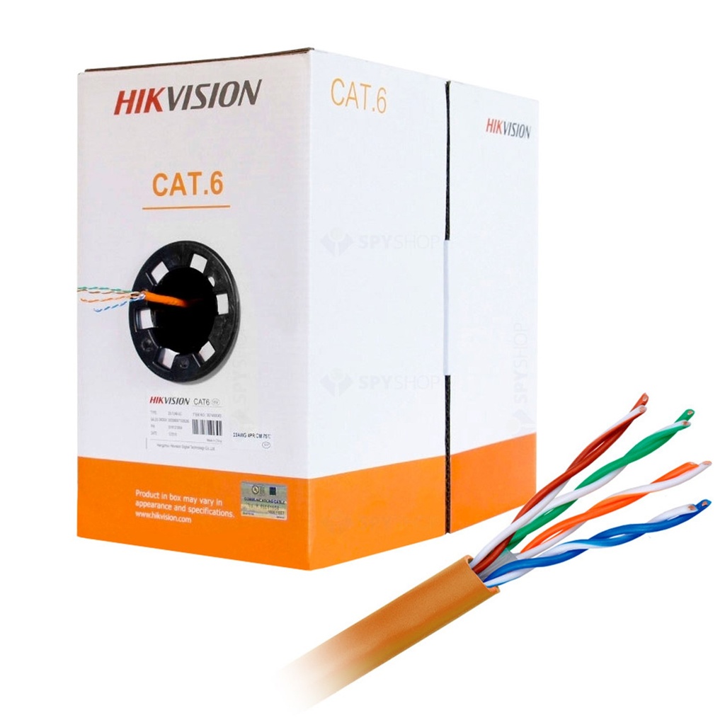 Bobina de cable UTP cat6e Hikvision. Certificado . Conductor cobre alta calidad 305m