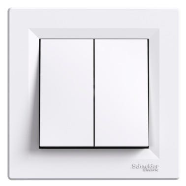 [10515771] Conmutador doble monoblock serie Asfora blanco