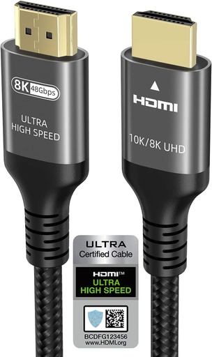 [B08TGSSHP4] Ubluker 10K 8K 4K Cable HDMI 48Gbps 3M, Certificado Ultra Alta Velocidad HDMI® Cable 4K 240Hz 144Hz 8K60Hz 0.01ms HDR10+ ARC eARC HDCP2.3 Netflix Roku TV PC Monitor Proyector PS5 Xbox