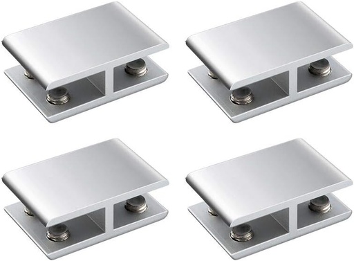 [‎INC-HW06-229-EU8] INCREWAY Abrazaderas de vidrio, 4 piezas 180 Grados Soportes de soporte de vidrio de aluminio de espacio ajustable Soporte de soporte de estante de vidrio de doble cara para vidrio de 10-12 mm