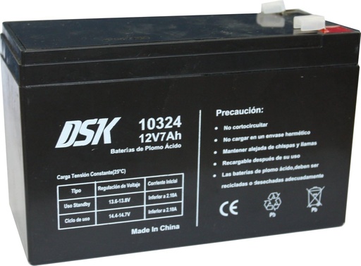 [‎DSK 10324] DSK 10324 - Batería plomo acido 12V 7 Ah, Negro