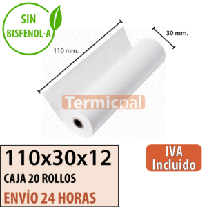 [11030TB] 20 Rollos Papel Térmico 110X30